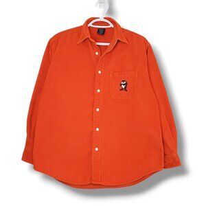Vintage 90s Tasmanian Devil Looney Tunes Corduroy Button Up Orange Size S